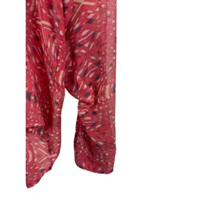 Free People Bright Red/Pink Boho Slouchy Sheer Hi Low Button Up Top S thumbnail 7