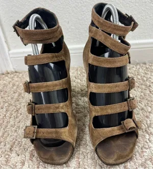 Saint Laurent Brown Suede Strappy Block Heels/Shoes 6.5 thumbnail 1