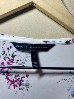 White House Black Market White Floral Ruffle Tie-Front Blouse size 6 thumbnail 3