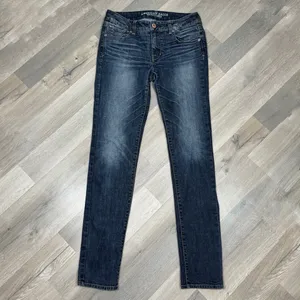 American Eagle Skinny Super Stretch Ankle Jeans Dark‎ Blue Size 8 Long thumbnail 4
