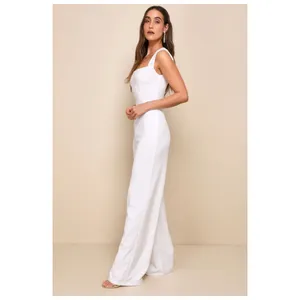 NWOT Lulus Enticing Endeavors White Jumpsuit Classy Party Cocktail Elegant Sz M thumbnail 6