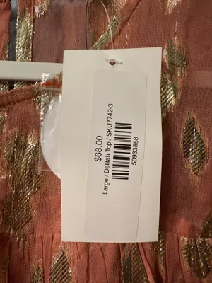 Gold and Peach Women's Top Orange Size L thumbnail 8