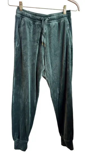 Aerie OFFLINE Women's Dark Green Velour Joggers M Long Drawstring Pockets thumbnail 1