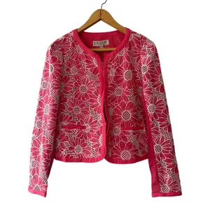 Anthropologie‎ NWT Dolan Pink & White Linen Cutwork Jacket Size M thumbnail 4