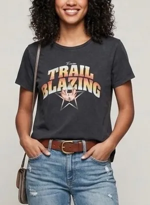 Tecovas Women Black Trail Blazing Graphic T-Shirt Pima Cotton Small Austin Texas thumbnail 1