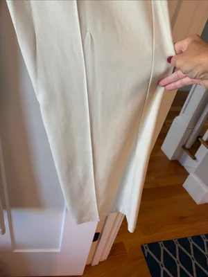 Bershka Cream Wide-Leg Pleated Trousers thumbnail 5