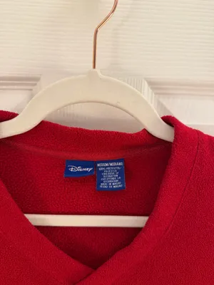 Disney Vintage Winnie the Pooh Red Varsity Fleece V Neck Pullover Sweater Medium thumbnail 3
