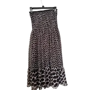 White House/Black Market Strapless Black‎ Patterned Dress thumbnail 5