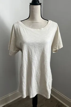The North Face Slub Knit Shirt XL Cream Short Sleeve Gorpcore Minimalist Neutral thumbnail 1