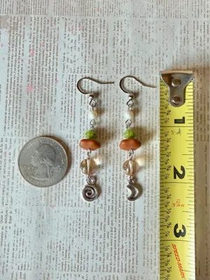 Handmade quality Czech glass beads mix fairy whimsy unique dangle earrings🌀🌙 thumbnail 7