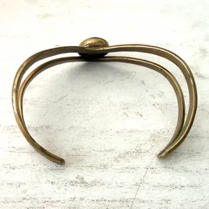 DCG Hand Tooled Brass Cuff Bracelet Turquoise thumbnail 3