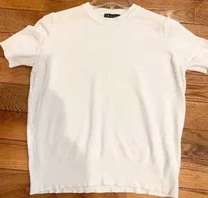 M&S Marks & Spencer White Knitted Crew Neck Short Sleeve Top – US 10 / UK 12 thumbnail 4
