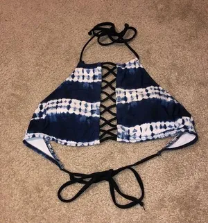 Rue 21 5/$10 DEAL! 💰Navy and white bikini top thumbnail 1