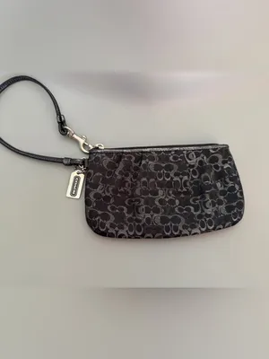 Coach Black Signature Wristlet with Silver Tags thumbnail 3