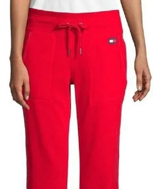 Tommy Hilfiger Red Velour Sweatpants thumbnail 1
