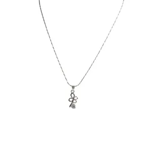 Silver Clover Pendant Necklace Dainty Minimalist Lucky Charm Jewelry thumbnail 3