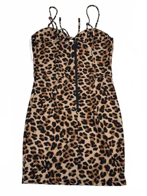 Justify Leopard Print Bodycon Mini Dress with Spaghetti Straps thumbnail 2
