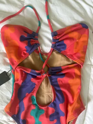 One Piece Swimsuit in Orange Purple Pink XS thumbnail 2