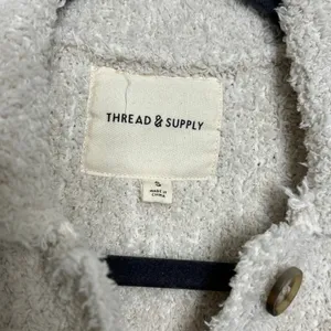 Thread & Supply Sherpa Button Front Small Cream Brazilian Sand Teddy Shacket thumbnail 4