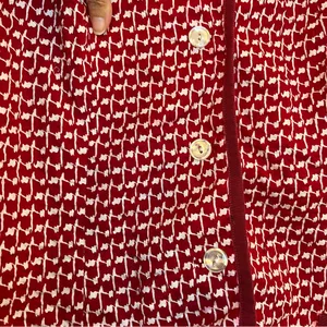 Women’s Red Patterned Women's Blazer Vintage Retro M-L Button Accents Handmade thumbnail 9