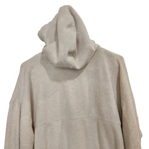 Aerie Cream Long Sleeve Cropped Cotton Knit Pullover Hoodie Sweatshirt Small thumbnail 6