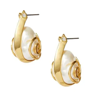 Lele Sadoughi Snail Hoop Earring in Pearl thumbnail 1