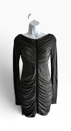 Rag & Bone Ruched Zip Front Mini Dress 2 Gray Long Sleeve Bodycon thumbnail 1