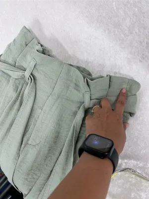 Paper bag high tie waist Sage Green Pants size S thumbnail 11