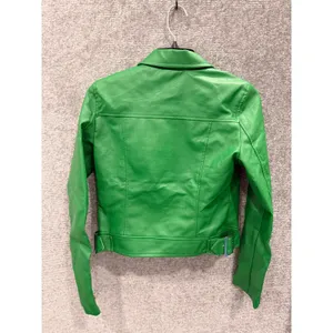 Love Tree Women Jacket Small Green Moto Asymmetrical Zip Faux Leather 8229JH thumbnail 8