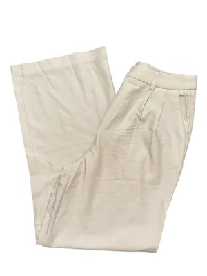 Commense NWT Women’s Sz M Light Beige Wide Leg High Waist Pleated Pants Trousers thumbnail 4