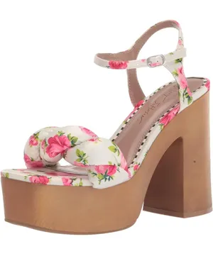 BETSEY JOHNSON Mandee Floral Platform Chunky Platform Block Heel Sandal Size 7.5 thumbnail 1