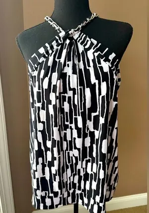 Michael Kors Women’s Silver Chain Halter Top in Large thumbnail 1