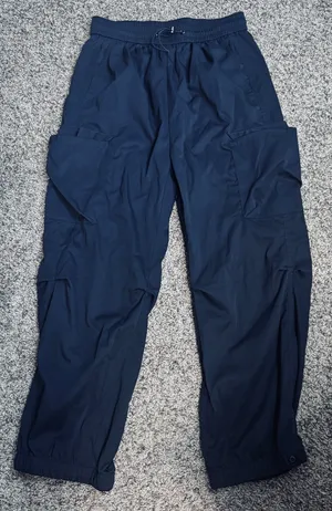 Womens Black Joggers Cargo Pants sz M drawstring elastic waist utility grunge thumbnail 1