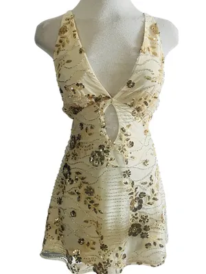 Princess Polly Steffie Beaded Strappy Minidress Yellow Size 2 NWT thumbnail 4