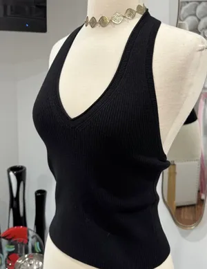 Aerie Black Sweater Halter Tank Top thumbnail 4