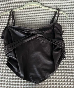 Tic Toc black leather corset top Size S #leather #corsetry thumbnail 1