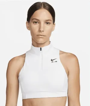 Nike Air Swoosh 1/2 Zip White Sports Bra, Size 2XL thumbnail 1