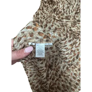 LOFT‎ Women's Medium Sleeveless Top Brown Animal Print Ruffle Blouse thumbnail 5