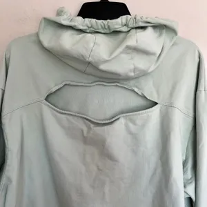 Oakley Womens Mint Green Cropped Hoodie Back Cutout Thumbholes XL Performance‎ thumbnail 9