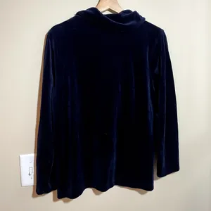 Talbots navy blue velvet cowl neck pullover sweater women's size M‎ cotton rayon thumbnail 6