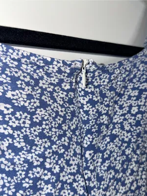 Blue and White Floral Puff Sleeve Romper thumbnail 3