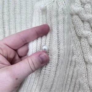Women's Vintage Counterparts Loose Knit Cream Coastal Grandma Cardigan Size S thumbnail 3