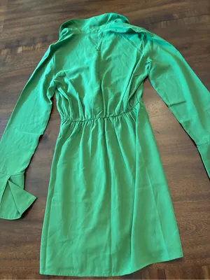 Abercrombie & Fitch Dress Small Tall Long Sleeve Twist Front Mini Green NWT New thumbnail 5