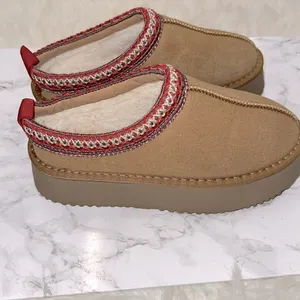 Cozy Tan Slip-On Shoes with Red Trim size 37/6.5-7 thumbnail 6