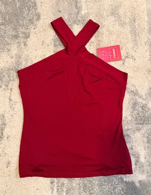 NWT Verdusa Burgundy Cross Front Top thumbnail 1