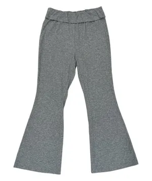 Shein Womens M 6 Flared Leggings Ribbed Fold Over Waist Gray thumbnail 1