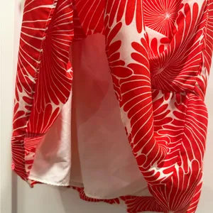 J. Crew poppy red Floral Poly‎ Ruffle Tunic Dress M thumbnail 3