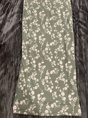 Floral Green Ribbed Maxi Dress Size M by faded rose thumbnail 3