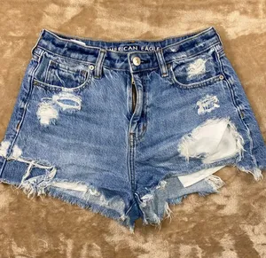 American Eagle Outfitters Ripped Light Blue Denim Cutoff Shorts thumbnail 1