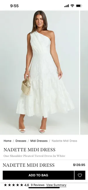 New Showpo Nadette Midi Dress One Shoulder Pleated Tiered Dress Medium MSRP $139 thumbnail 2